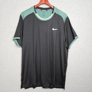 Nike Court Dri Fit ADV Tennis Shirt Mens Sz XXL Black Short Sleeve FD5320-010